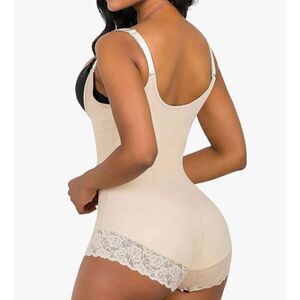NEW ShaperX Tummy Control Body Shaper Zip Front Beige Lace Trim Size Large NWT
